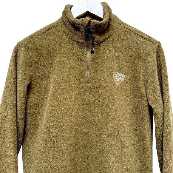 Rossignol Fleece Ski Top Size 14 Boys Brown 1/4 Zip Mock Neck Pullover - Picture 3 of 12